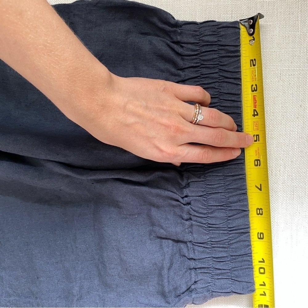 notPERFECTLINEN Dark Gray Blue 6” High Rise Linen Shorts - Picture 8 of 12